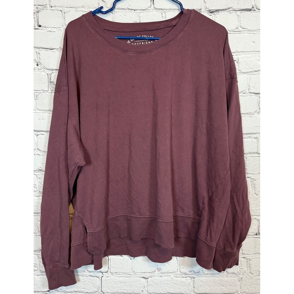 Aeropostale Boyfriend Tee Long Sleeve Casual Top Comfy Burgundy L